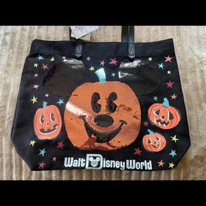 🎃  DISNEY MICKEY MOUSE SEQUIN PUMPKIN TOTE HALLOWEEN NWT